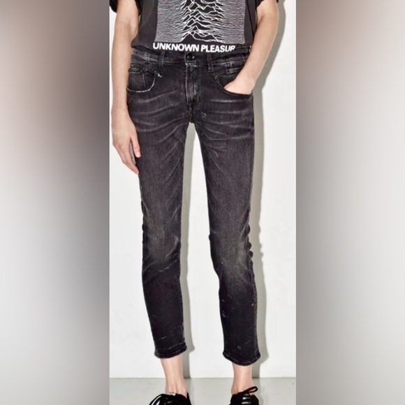R13 Denim - R13 Women's Black Washed Ankle Crop Jeans